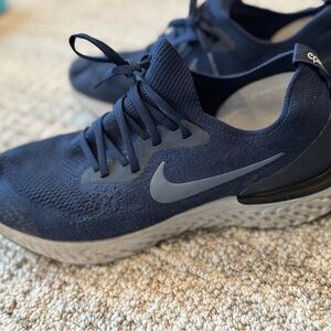 Nike Blue and Gray Sneakers with Breathable Mesh and Cushioned Heel